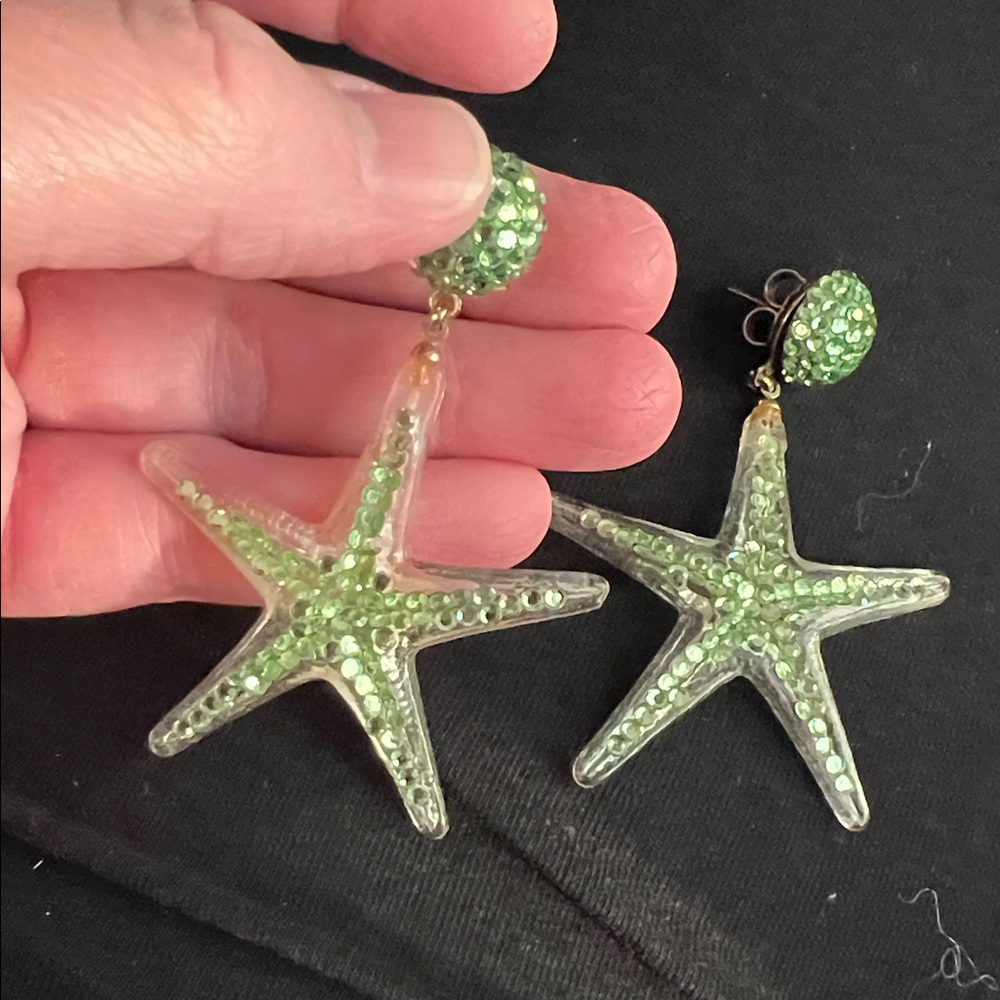 Vtg Clear Stone Starfish Earrings 🥰